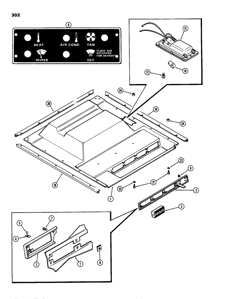 Схема запчастей Case IH 770 - (302) - CAB, HEADLINER, BETTENDORF (09) - CHASSIS/ATTACHMENTS