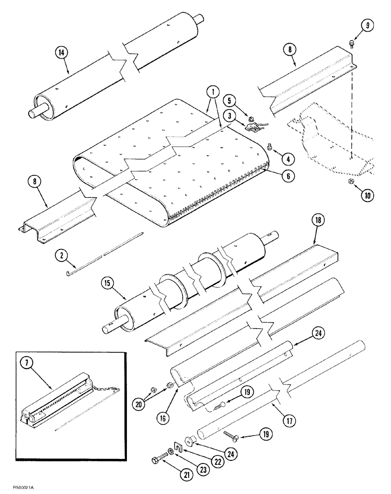 Схема запчастей Case IH 1015 - (9-018) - CONVEYOR BELT, 51 TOOTH PICK UP (58) - ATTACHMENTS/HEADERS
