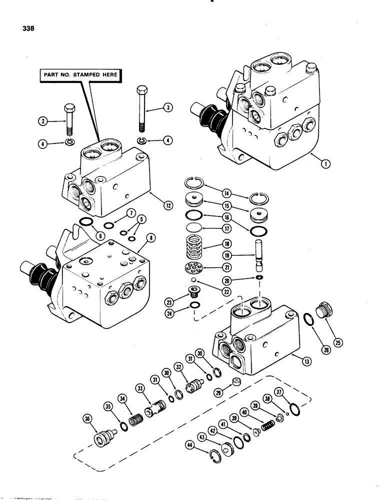 Схема запчастей Case IH 1070 - (0338) - A62074 POWER BRAKE VALVE, PART NUMBER STAMPED ON COVER (07) - BRAKES