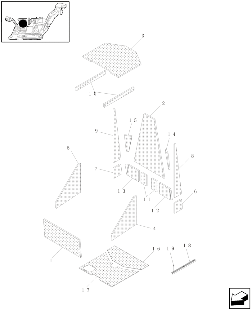 Схема запчастей Case IH A4000 - (A10.02[01]) - CABIN (TRIM) Mainframe & Functioning Components