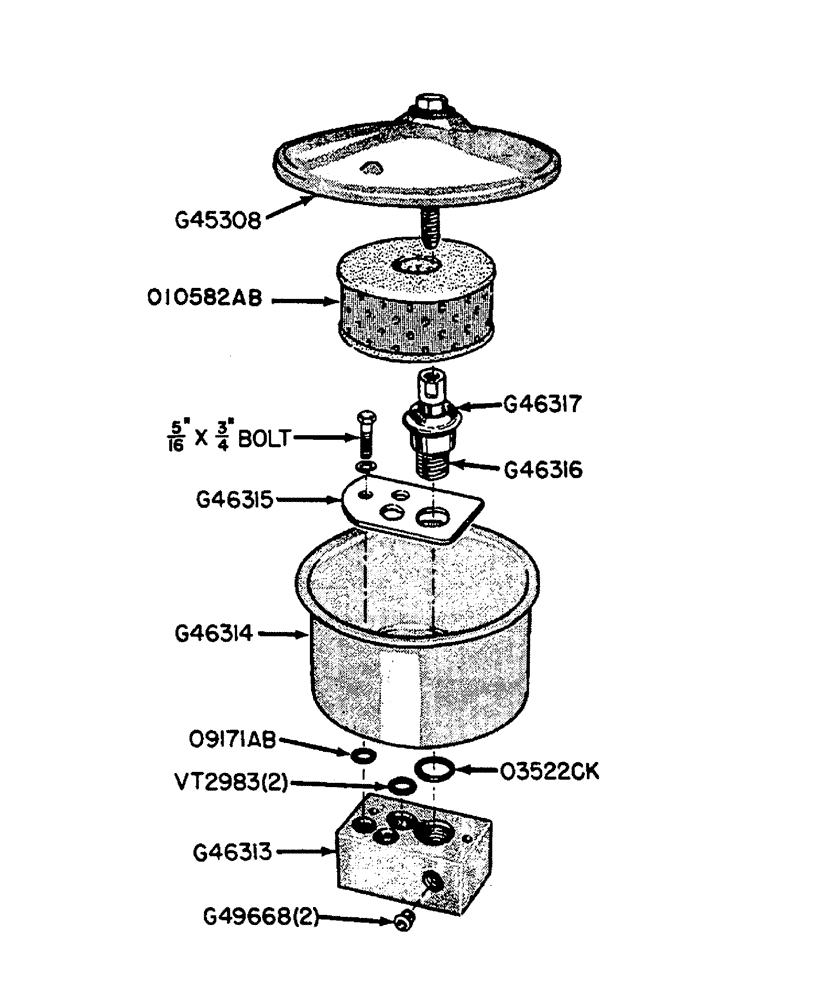 Схема запчастей Case IH 630 - (106) - PARTS FOR A49064 RESERVOIR (08) - HYDRAULICS