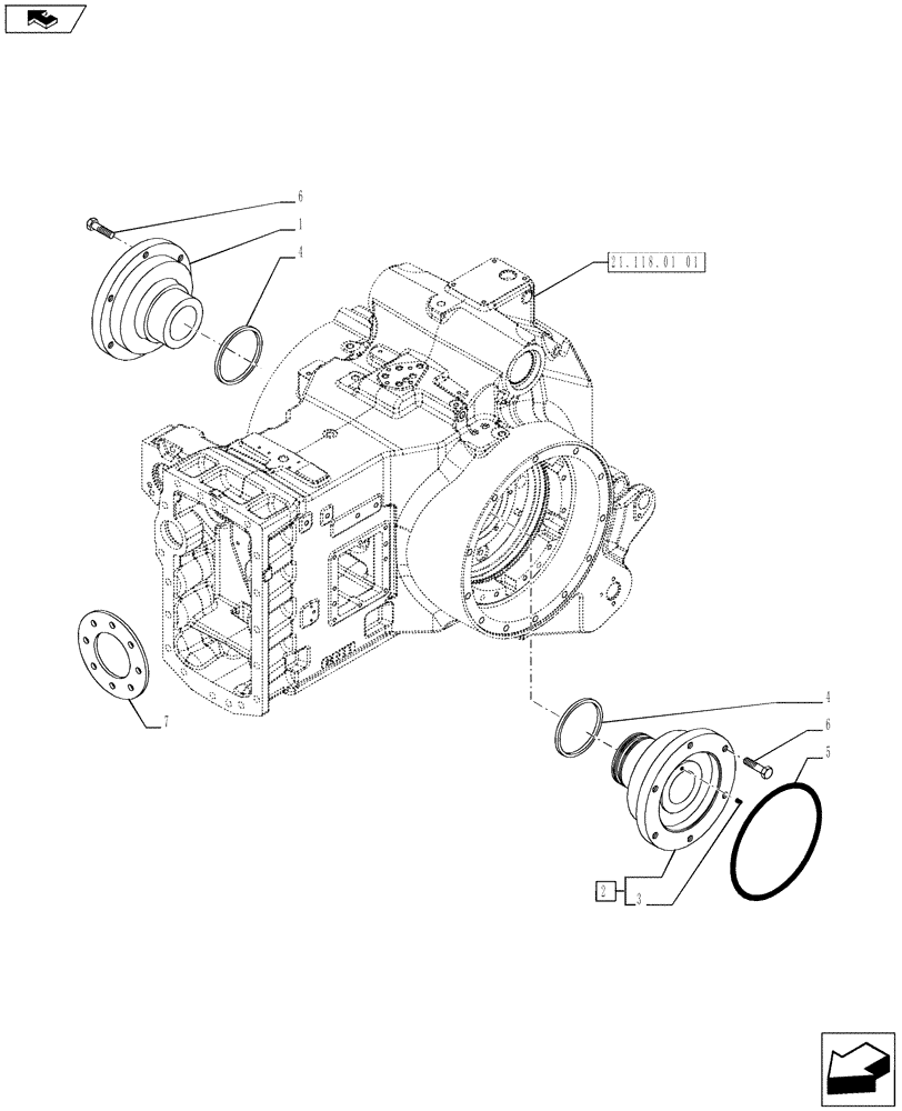 Схема запчастей Case IH PUMA 200 - (27.100.02) - TRANSMISSION, COVERS AND SUPPORTS (27) - REAR AXLE SYSTEM