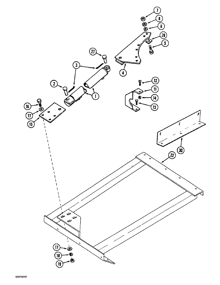 Схема запчастей Case IH 1660 - (9E-42) - UNLOADER, SWING CYLINDER SUPPORTS, P.I.N. JJC0040895 AND AFTER (17) - GRAIN TANK & UNLOADER