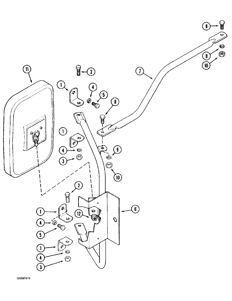 Схема запчастей Case IH 1670 - (9G-42) - REAR VIEW MIRROR, RIGHT HAND (10) - CAB & AIR CONDITIONING