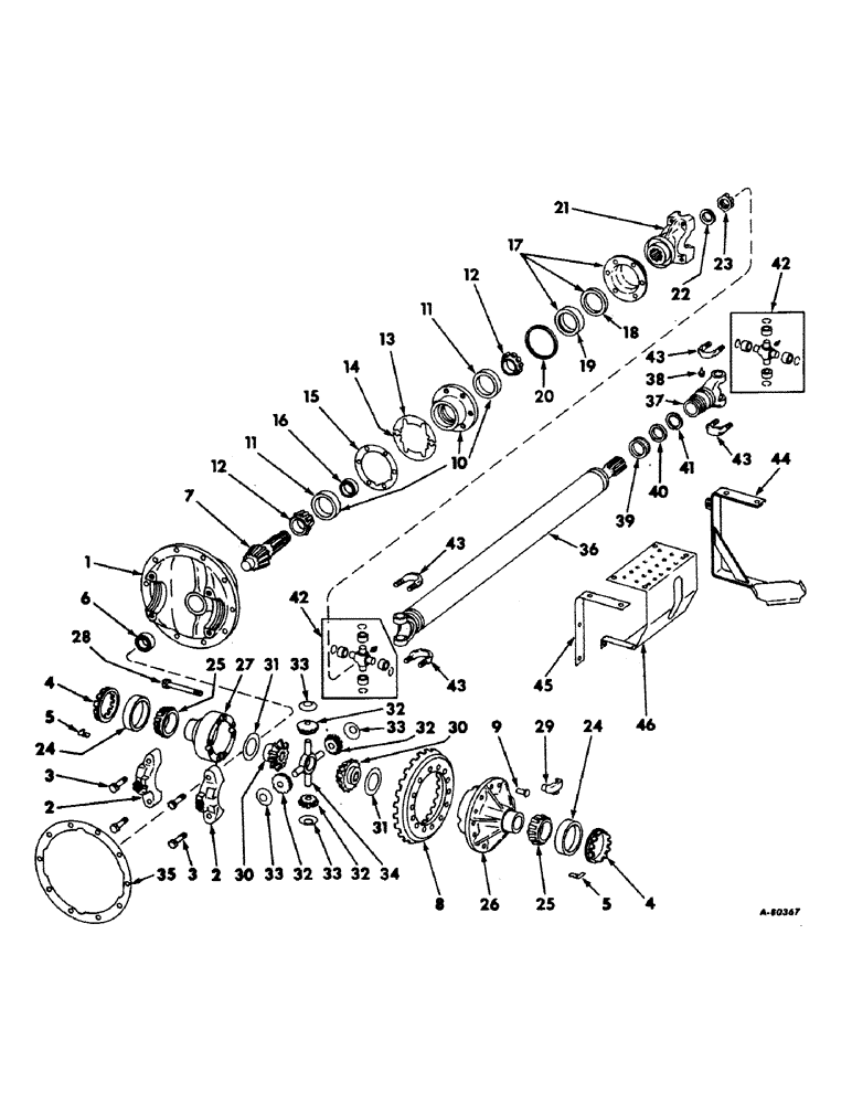 Схема запчастей Case IH 1256 - (B-13) - POWER TRAIN, FRONT AXLE DIFFERENTIAL AND DRIVE SHAFT, TRACTORS WITH ALL WHEEL DRIVE (03) - POWER TRAIN
