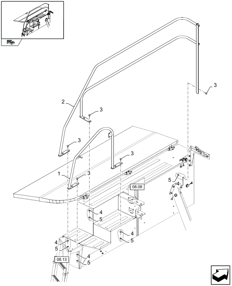 Схема запчастей Case IH LB433S - (08.24[01]) - RAILINGS (08) - SHEET METAL/DECALS
