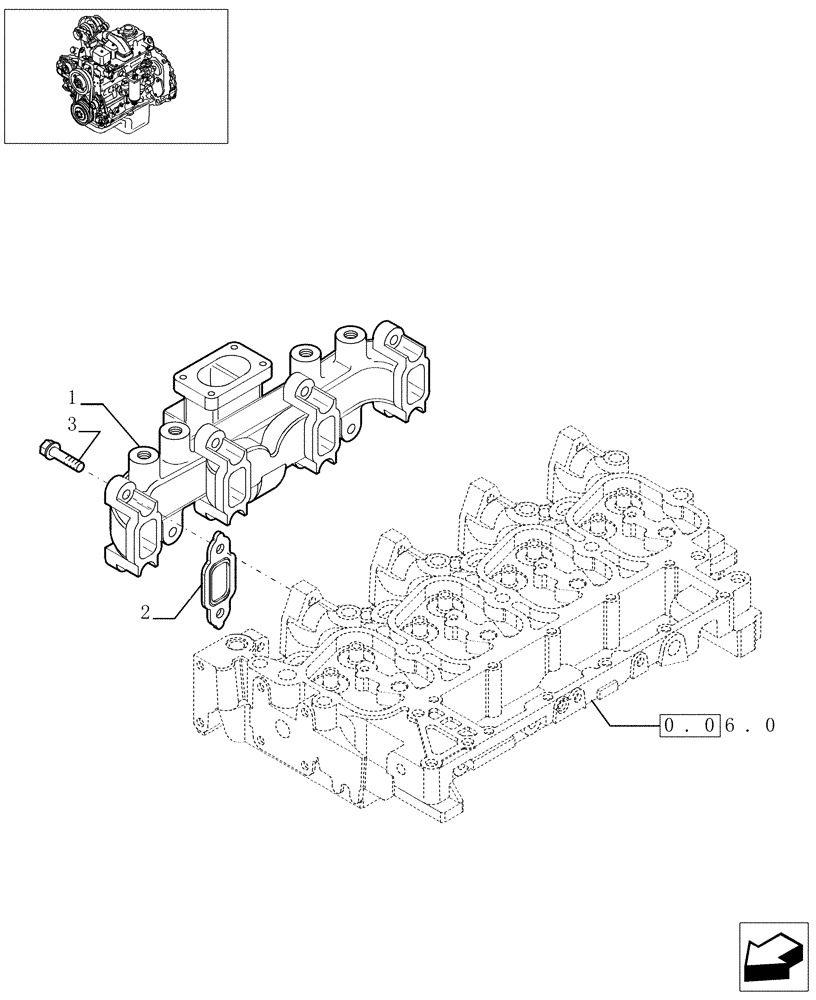 Схема запчастей Case IH PX85 - (0.07.7/1[01]) - EXHAUST MANIFOLD - PX85 - (504086424) (02) - ENGINE