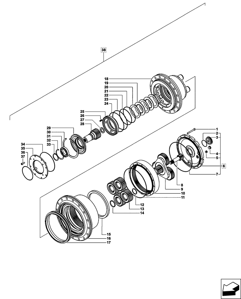 Схема запчастей Case IH A8800 - (41.101.AB[04]) - EPICYCLIC HUB *SERIES 60 39:1 (41) - STEERING