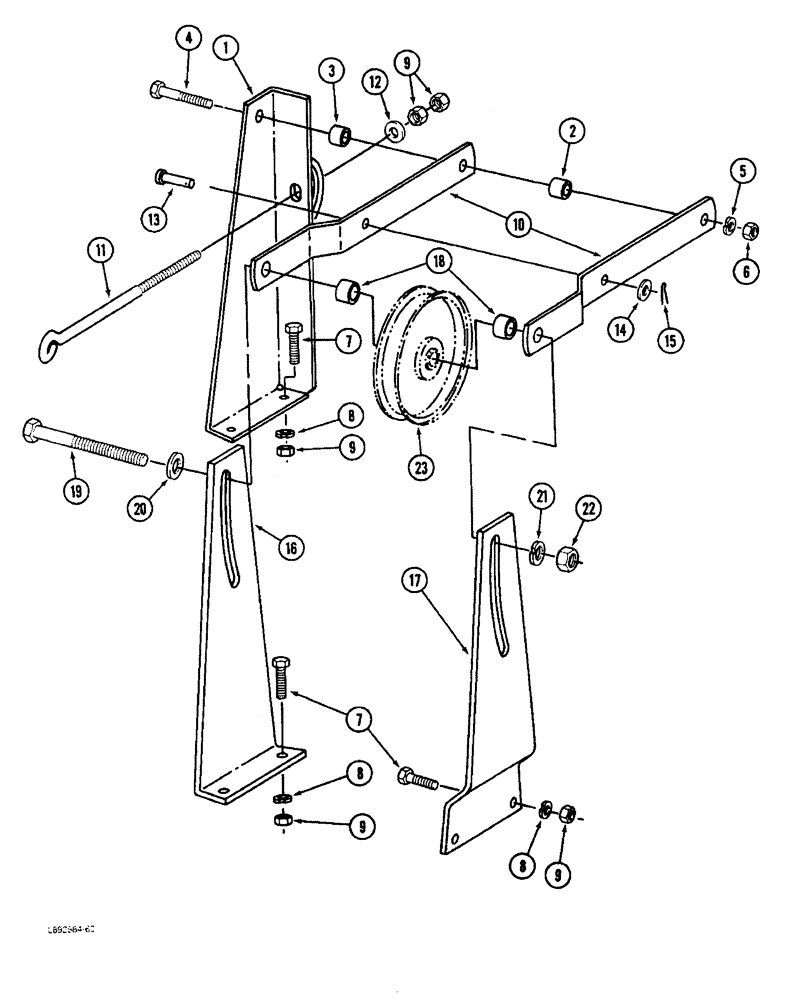 Схема запчастей Case IH 1844 - (9B-16) - FRONT FAN IDLER PULLEY LINKAGE, 1844 COTTON PICKER PRIOR TO P.I.N. JJC0002560 (15) - HANDLING SYSTEM