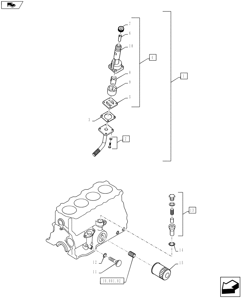 Схема запчастей Case IH FARMALL 50B - (10.304.01) - OIL PUMP, OIL FILTER & RELIEF VALVE (10) - ENGINE
