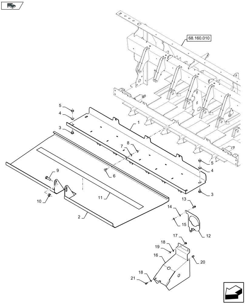 Схема запчастей Case IH LB324P - (90.105.010) - PLUNGER SHIELDINGS (90) - PLATFORM, CAB, BODYWORK AND DECALS