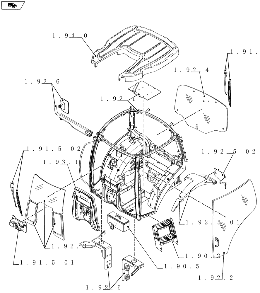 Схема запчастей Case IH MAXXUM 130 - (SEC. 10[01]) - OPERATORS PLATFORM / CAB (00) - GENERAL