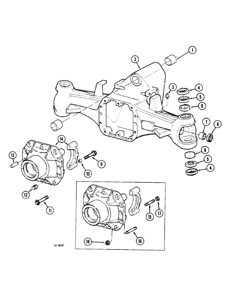 Схема запчастей Case IH 2150 - (6-074) - AXLE HOUSING - MFD, NARROW VERSION ONLY (06) - POWER TRAIN