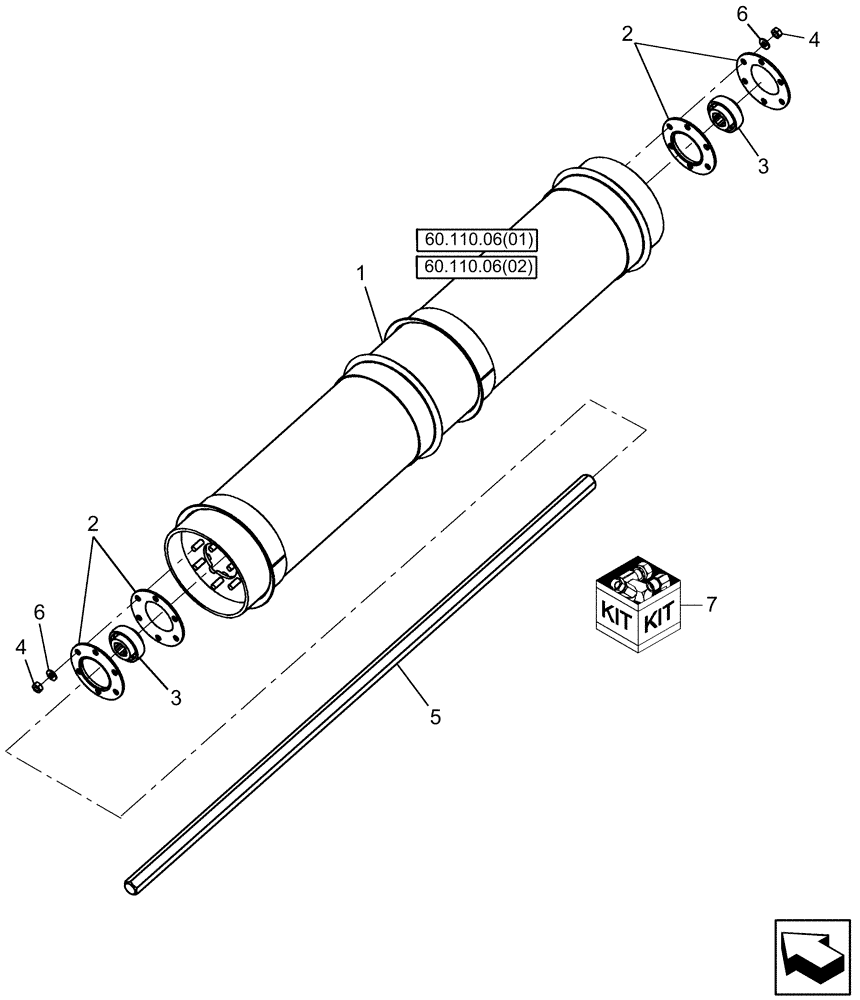Схема запчастей Case IH 8010 - (60.105.05[01]) - FEEDER IDLER ROLLER - PRIOR TO PIN HAJ202001 - 7010/8010 (60) - PRODUCT FEEDING