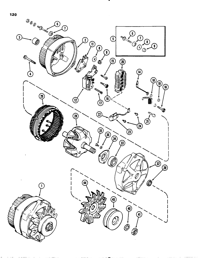 Схема запчастей Case IH 1845S - (120) - L102693 ALTERNATOR, (USES METRIC HARDWARE) (55) - ELECTRICAL SYSTEMS