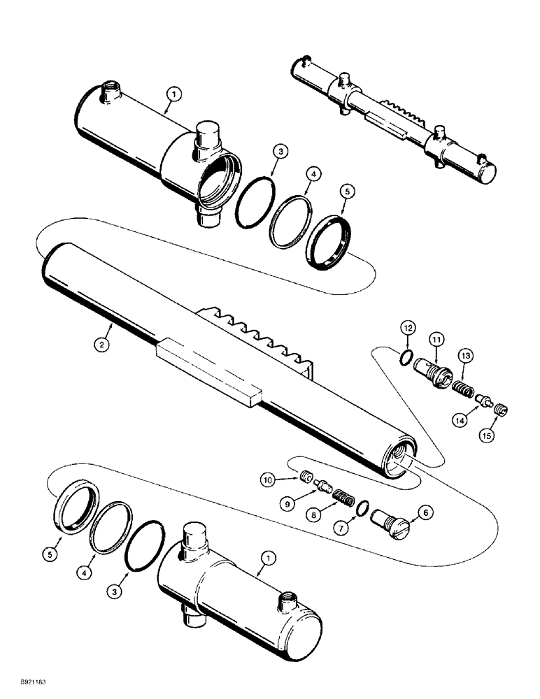 Схема запчастей Case IH 1838 - (8-62) - SWING CYLINDER, D100 OR D100XR BACKHOE (08) - HYDRAULICS