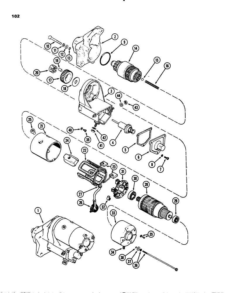 Схема запчастей Case IH 1845S - (102) - R39341 STARTER (55) - ELECTRICAL SYSTEMS