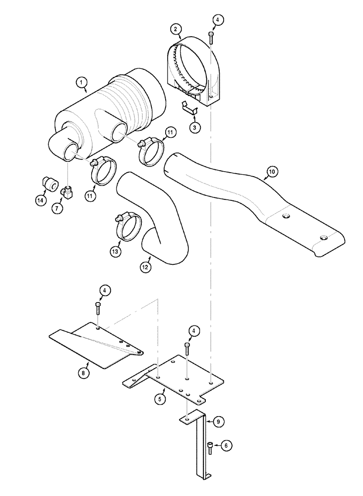Схема запчастей Case IH C80 - (02-13) - AIR CLEANER AND CONNECTIONS (02) - ENGINE