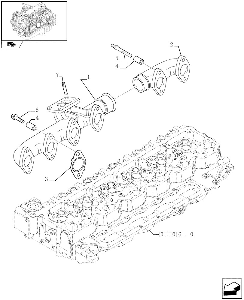 Схема запчастей Case IH F4HE9687G J101 - (0.07.7) - EXHAUST MANIFOLD (2854535) 