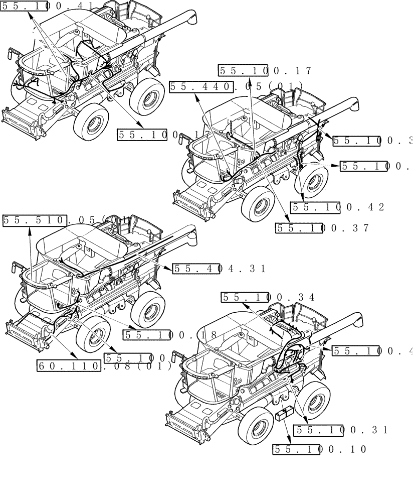 Схема запчастей Case IH 8010 - (55.000.00[02]) - SECTION INDEX - ELECTRICAL, HARNESSES (55) - ELECTRICAL SYSTEMS