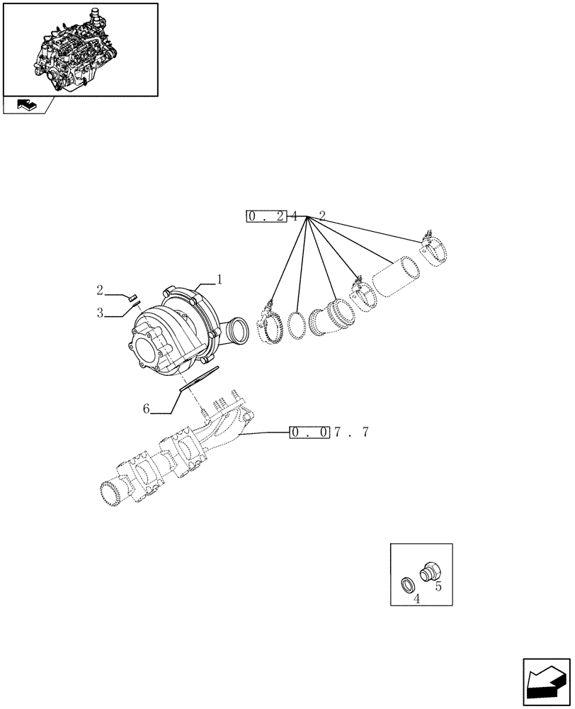 Схема запчастей Case IH FVAE2884X B200 - (0.24.0/ B) - TURBOCHARGER & RELATED PARTS (504115138) 