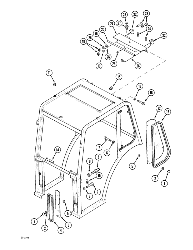 Схема запчастей Case IH 2120 - (9-062) - CAB FRAME (09) - CHASSIS/ATTACHMENTS