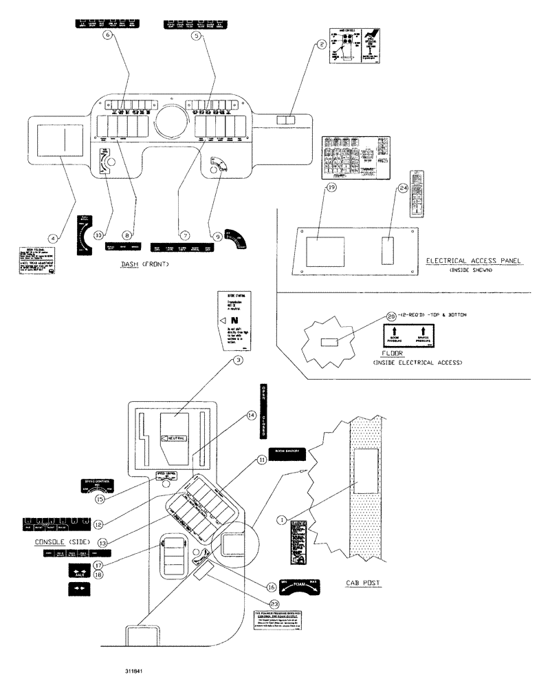 Схема запчастей Case IH SPX3150 - (244) - DECALS, INTERIOR DECALS (90) - PLATFORM, CAB, BODYWORK AND DECALS