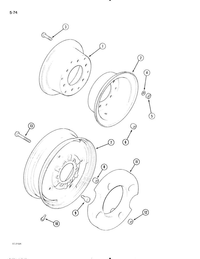 Схема запчастей Case IH 695 - (5-74) - FRONT WHEELS, TWO WHEEL DRIVE (05) - STEERING