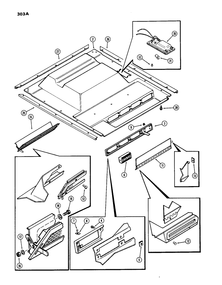 Схема запчастей Case IH 770 - (303A) - CAB, HEADLINER, HINSON (09) - CHASSIS/ATTACHMENTS