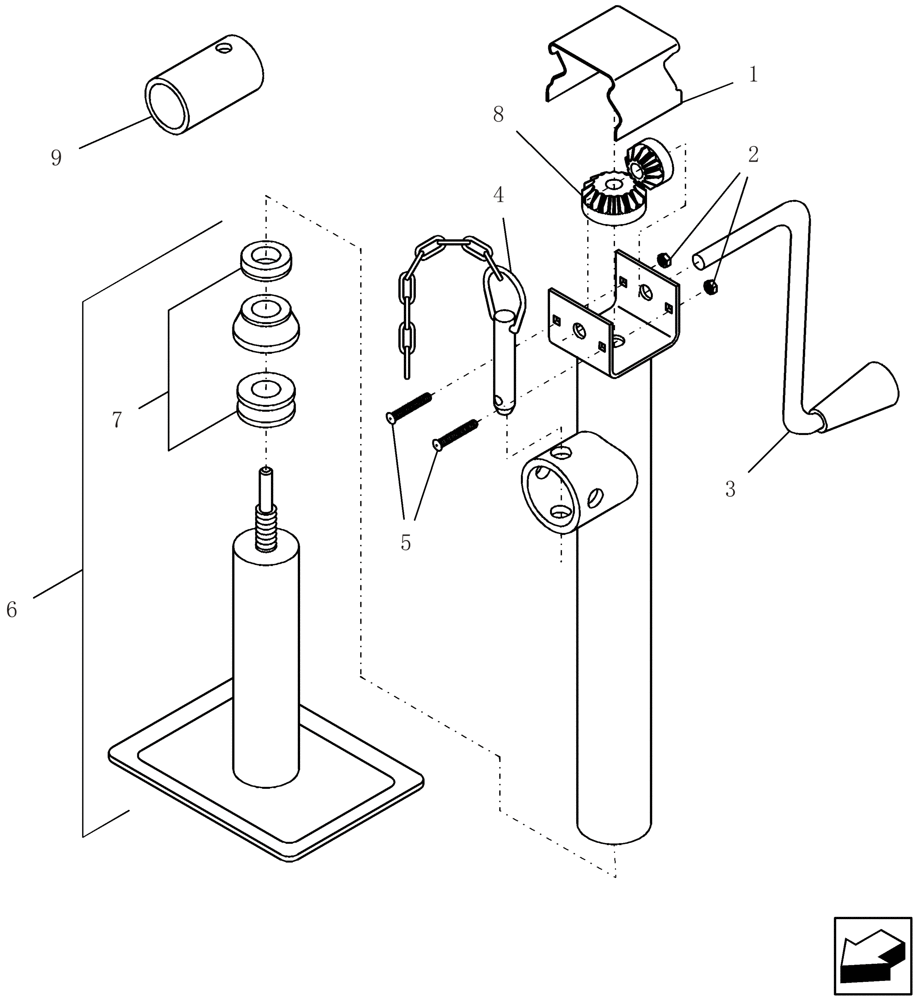 Схема запчастей Case IH 800 - (39.110.04) - JACK ASSEMBLY (39) - FRAMES AND BALLASTING