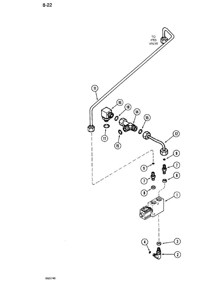 Схема запчастей Case IH 7120 - (8-22) - DIFFERENTIAL LOCK SOLENOID VALVE TUBES, PRIOR TO TRANSMISSION SERIAL NUMBER AJB0044915 (08) - HYDRAULICS