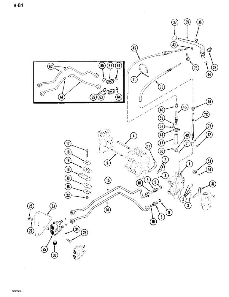 Схема запчастей Case IH 7120 - (8-84) - FOURTH CIRCUIT REMOTE HYDRAULICS, TRANSMISSION SERIAL NUMBER AJB0018756 THROUGH AJB0060499 (08) - HYDRAULICS