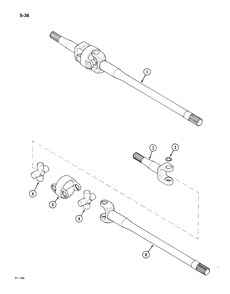 Схема запчастей Case IH 1896 - (5-36) - CARRARO FOUR WHEEL DRIVE FRONT AXLE, P.I.N. 17895962 AND AFTER, DRIVE SHAFTS (05) - STEERING
