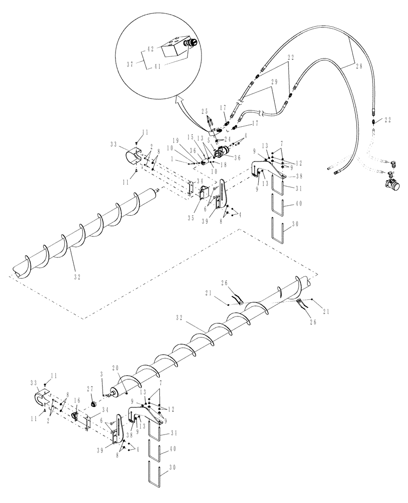 Схема запчастей Case IH DHX302 - (20.06.06) - CROSS AUGER, 25 & 30 FT, PRIOR TO PIN Y8ZB00545 (12) - MAIN FRAME