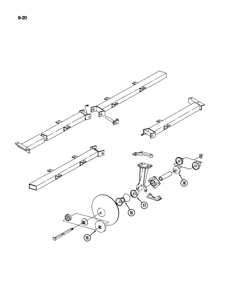 Схема запчастей Case IH 496 - (9-20) - DISC AND GANG 1-1/8 INCH SQUARE ARBOR BOLT (09) - CHASSIS/ATTACHMENTS