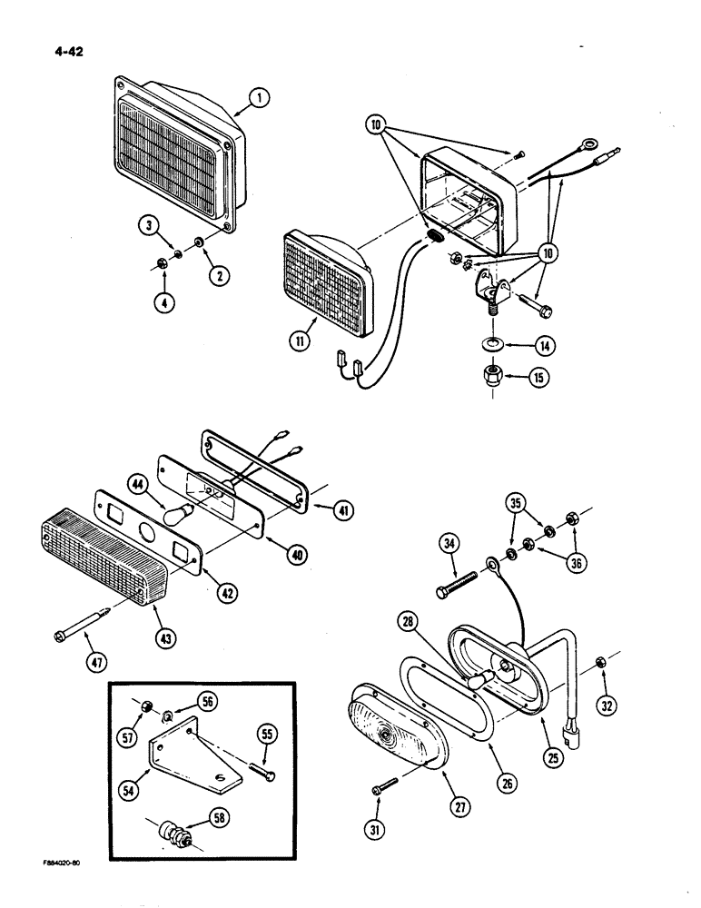 Схема запчастей Case IH 9170 - (4-42) - HEAD LAMP ASSEMBLY (04) - ELECTRICAL SYSTEMS