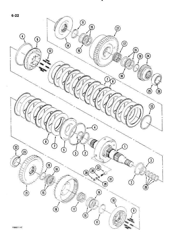 Схема запчастей Case IH STEIGER - (6-22) - TRANSMISSION, 8 INCH CLUTCH PACK (06) - POWER TRAIN