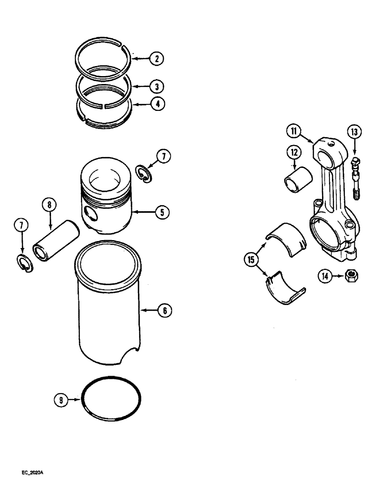 Схема запчастей Case IH 3220 - (2-070) - PISTONS AND SLEEVES (02) - ENGINE