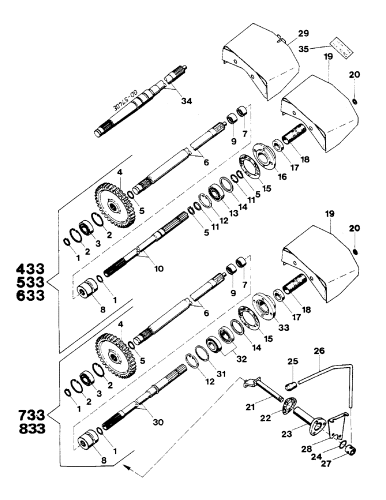 Схема запчастей Case IH 833 - (07-40) - PTO - 540 (04) - Drive Train