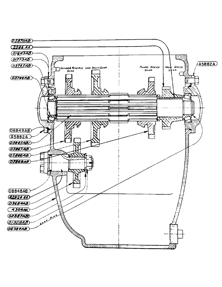 Схема запчастей Case IH SC-SERIES - (056) - SLIDING GEAR SHAFT ASSEMBLY, S, SC, SO (06) - POWER TRAIN