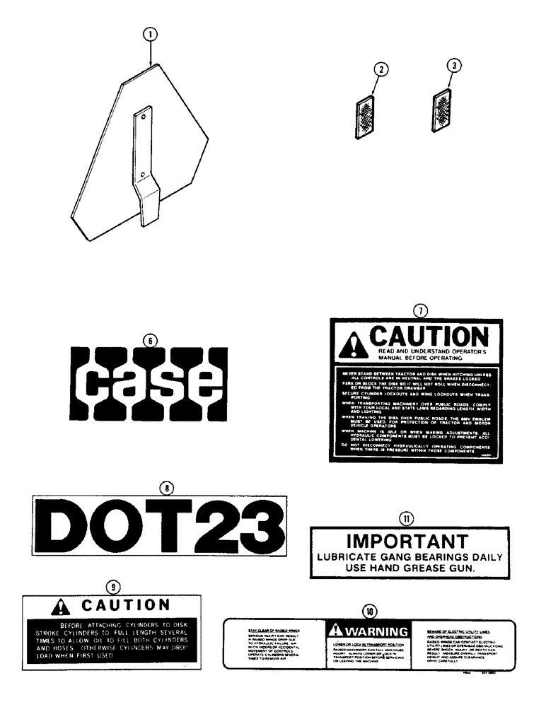 Схема запчастей Case IH DOT 23 - (64) - REFLECTORS & SMV SYMBOL, DECALS 
