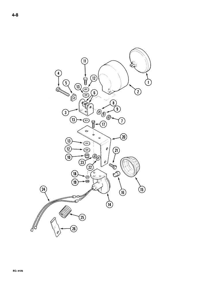 Схема запчастей Case IH 395 - (4-008) - LIGHTS, REAR, WORK AND TAIL (04) - ELECTRICAL SYSTEMS