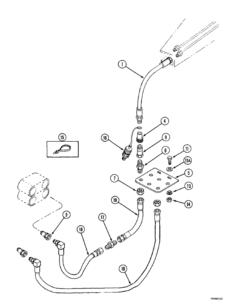 Схема запчастей Case IH L600 - (8-10) - HYDRAULICS - MID MOUNT (3 FUNCTION WITHOUT SELF LEVELING) (08) - HYDRAULICS