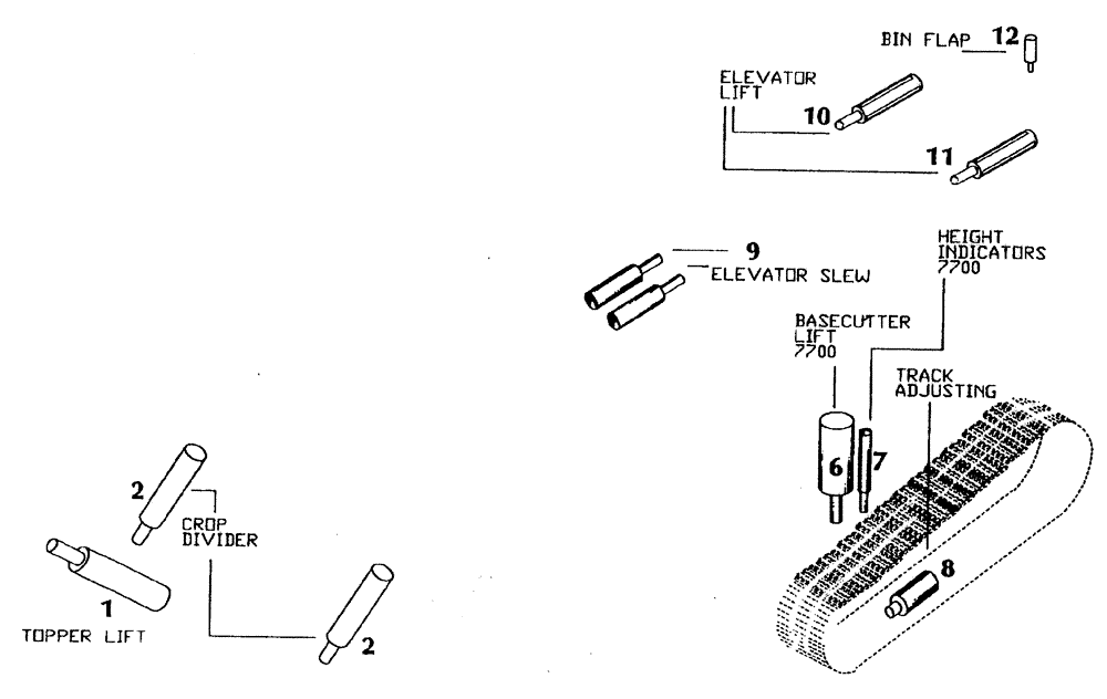 Схема запчастей Case IH 7700 - (B00[02]) - HYDRAULIC CYLINDERS Hydraulic Components & Circuits