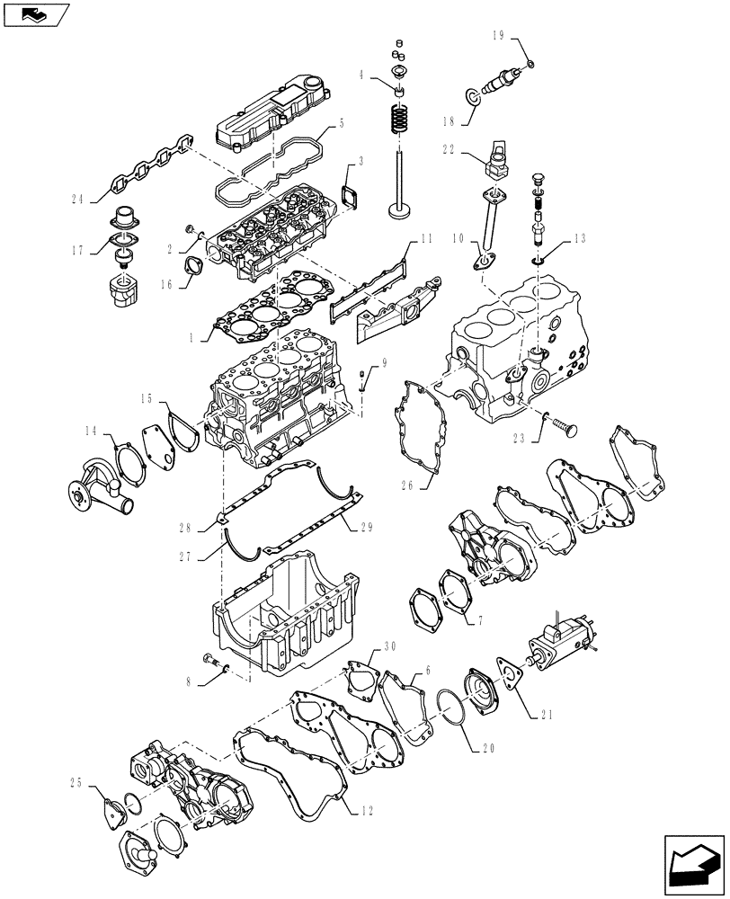 Схема запчастей Case IH FARMALL 50B - (10.001.07) - OVERHAUL GASKET KIT (10) - ENGINE
