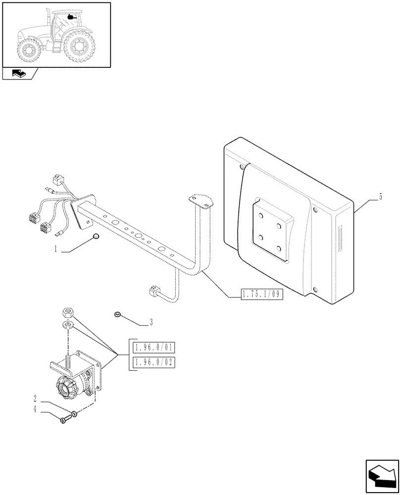 Схема запчастей Case IH PUMA 165 - (1.75.1/13) - (VAR.343) VIRTUAL TERMINAL AFS PRO600 MOUNTED ON IMPLEMENT BRACKET (06) - ELECTRICAL SYSTEMS