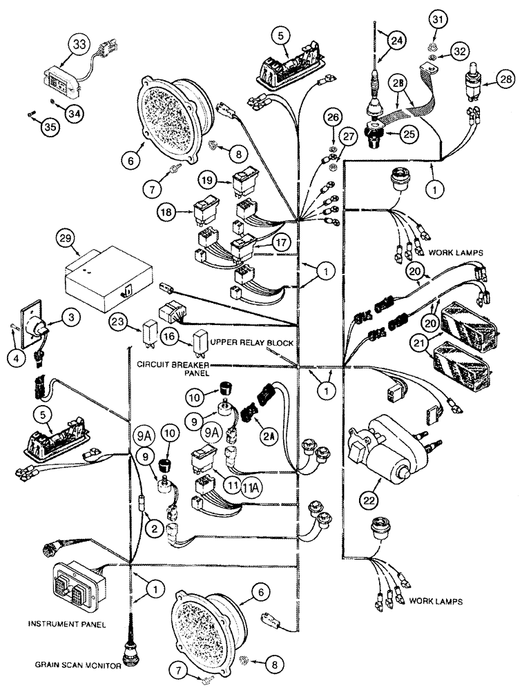 Схема запчастей Case IH 2388 - (04-11) - HARNESS - CAB, OVERHEAD (06) - ELECTRICAL