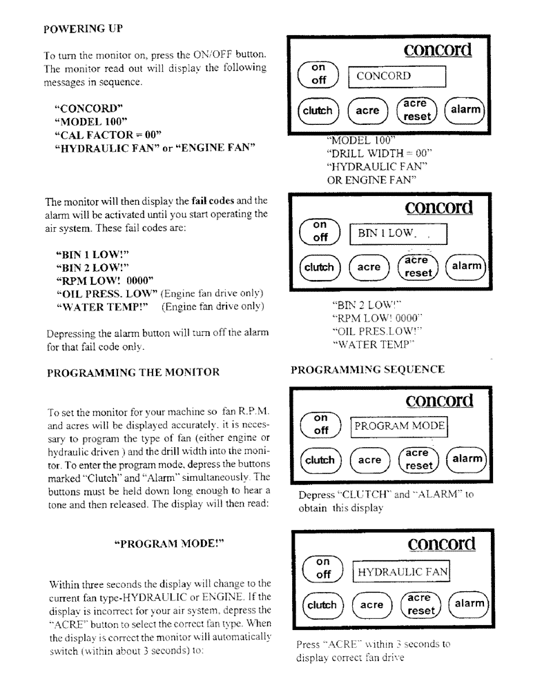 Схема запчастей Case IH 2000 - (C23) - POWERING UP/PROGRAMMING THE MONITOR/PROGRAM MODE 