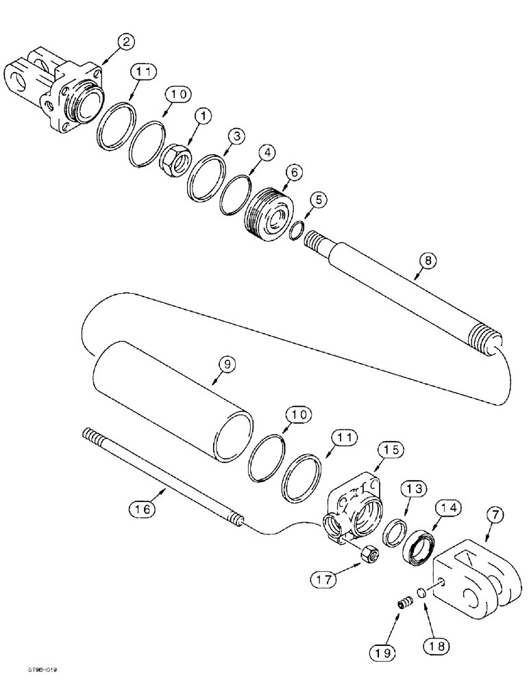 Схема запчастей Case IH 145 - (08-03) - ROLL OVER HYDRAULIC CYLINDER, WITH TIE BOLTS (08) - HYDRAULICS