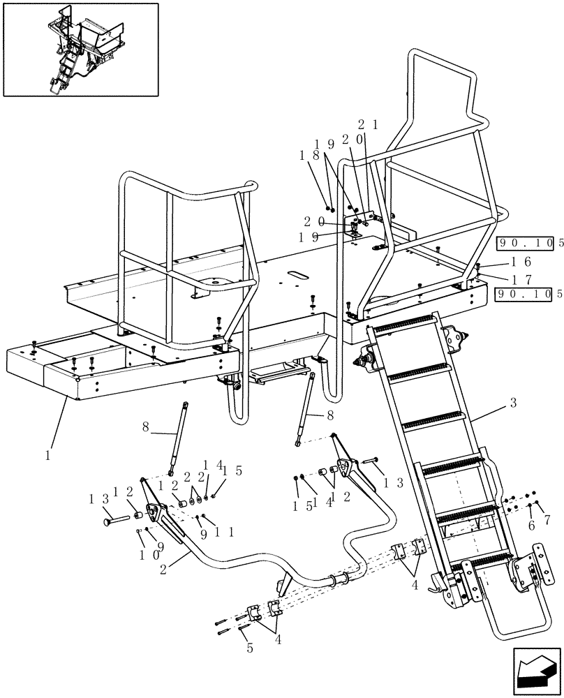 Схема запчастей Case IH 9120 - (90.118.41[02]) - DECK, REAR - 9120 (90) - PLATFORM, CAB, BODYWORK AND DECALS